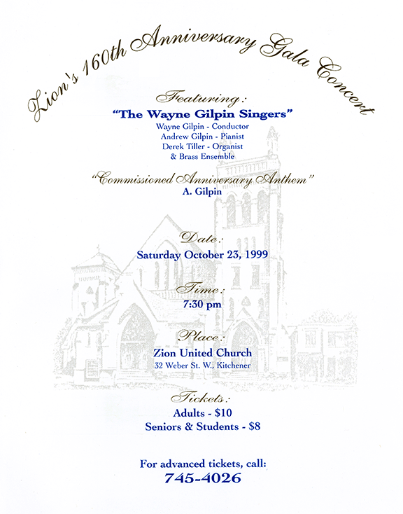 The Wayne Gilpin SINGERS Zion United Church's 160th Anniversary